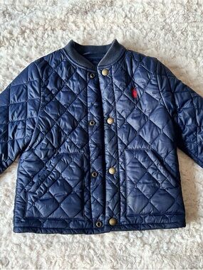 Polo by Ralph Lauren Navy Quilted Puffer Jacket with Red Logo